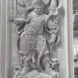 台州 芝麻灰花岗岩人物雕刻——多闻天王