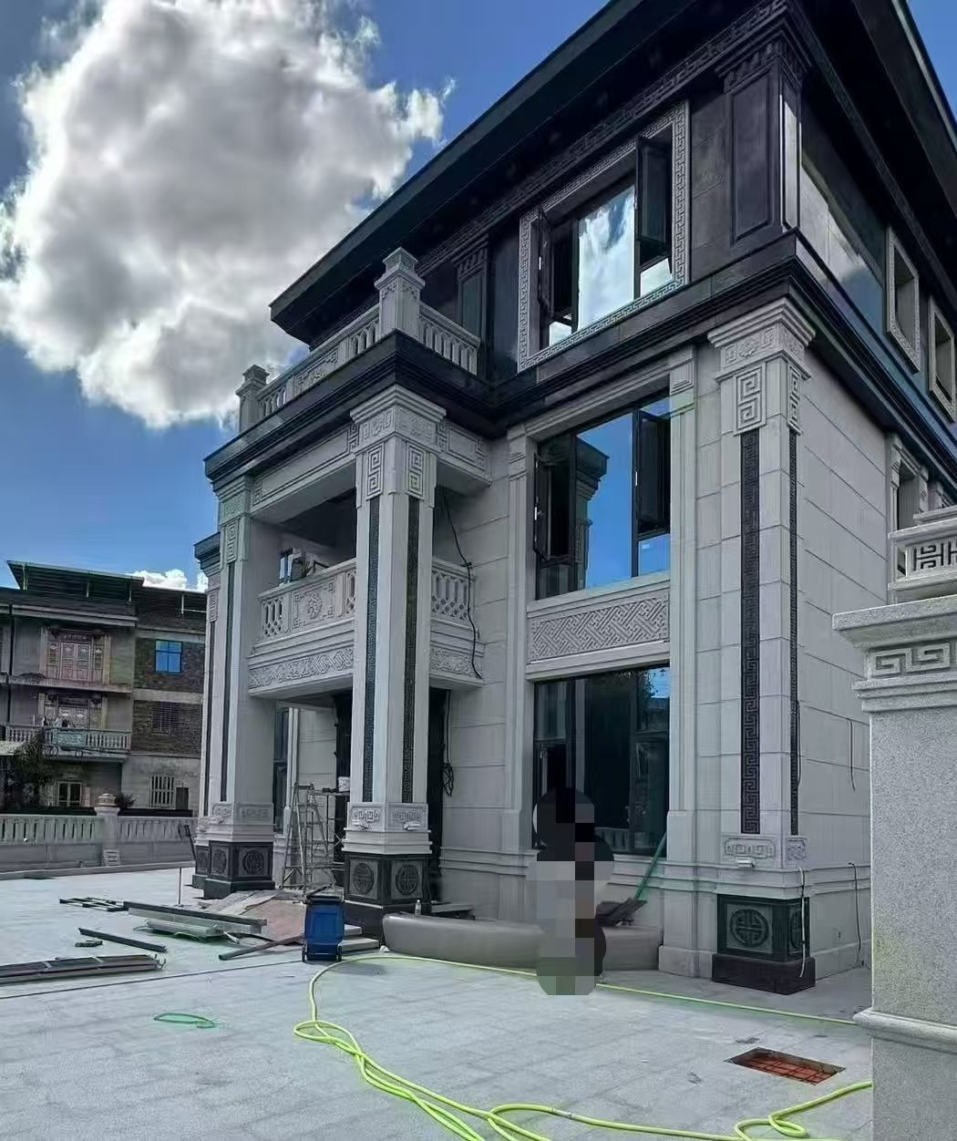 台州 别墅干挂，芝麻白与芝麻黑完美配合